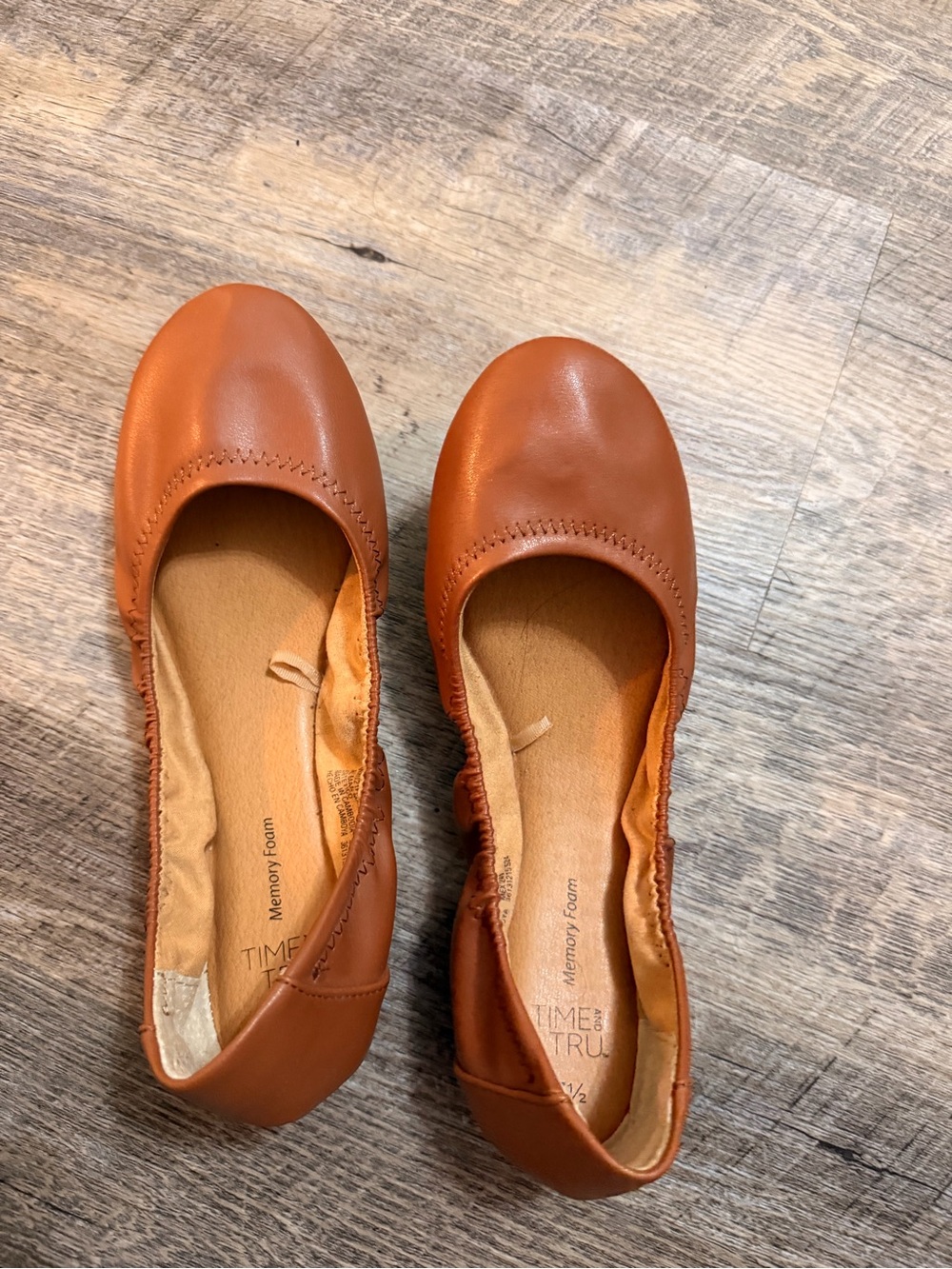 Time and Tru Cognac Ballet Flats